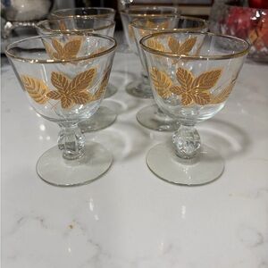 Libbey Gold Leaf Glass Goblets